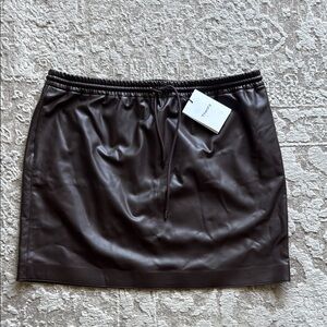Theory Brown Faux Leather Mini Skirt